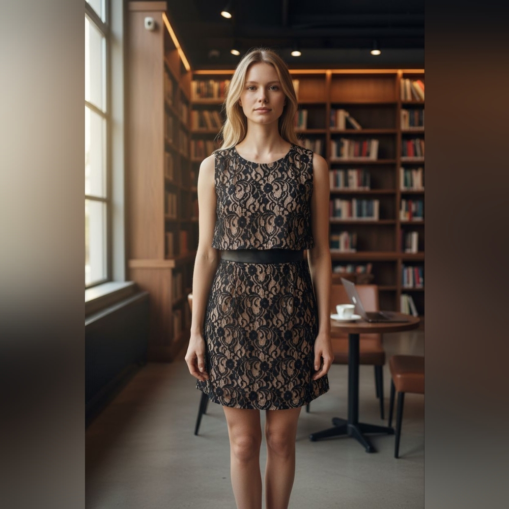 Forever 21 Black Lace Overlay Dress - Size S